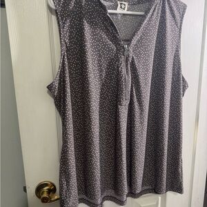 So Cute and Casual! Anne Klein Gray Sleeveless Polka Dot Blouse Xl